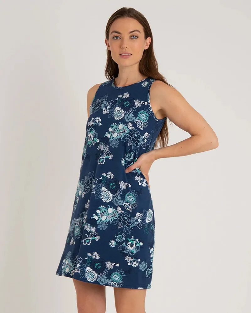 Sherpa Womens Padma Dress Neelo Blue Print-2